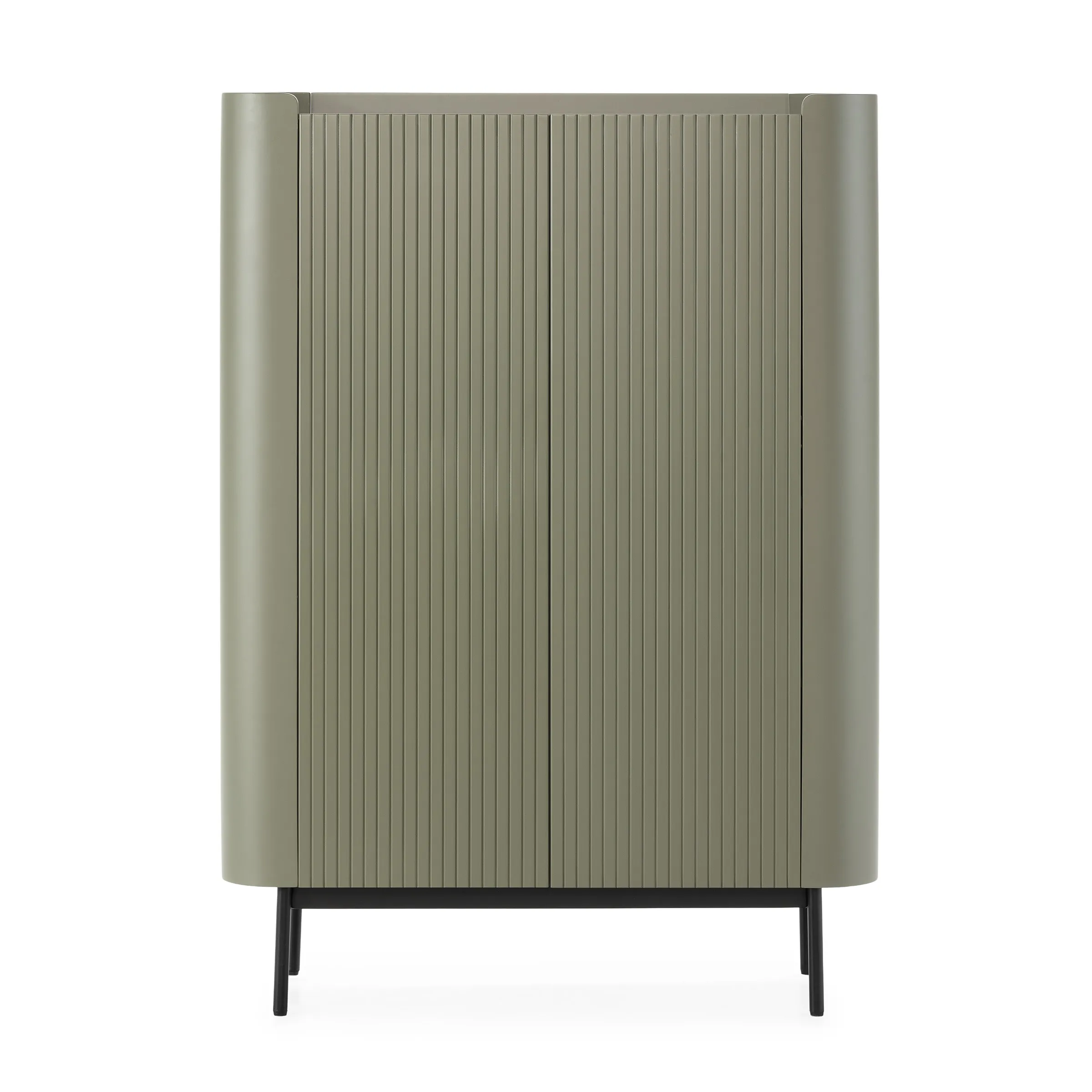 Mueble Auxiliar Willa Verde con dos puertas, frontal acanalado y patas de metal