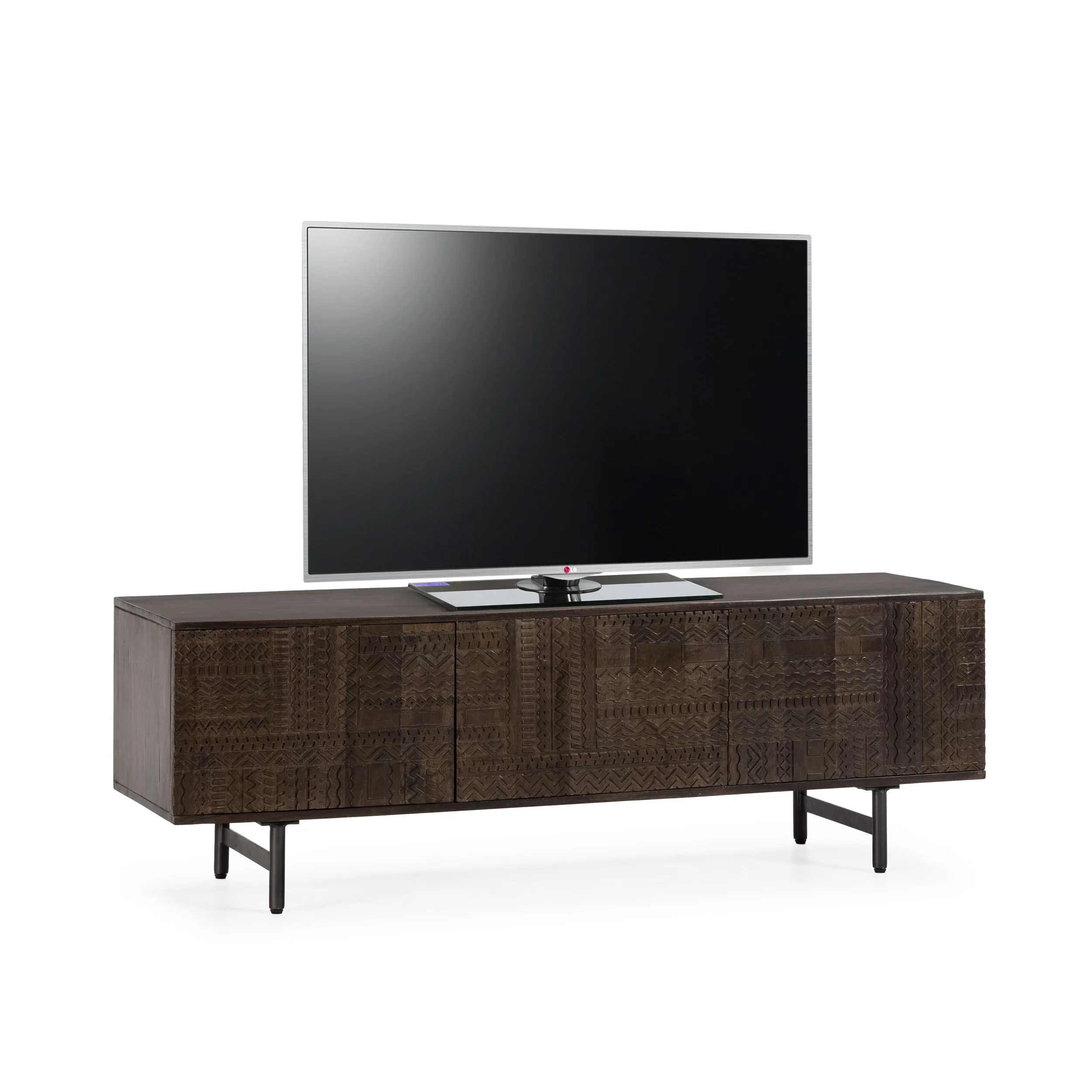 MUEBLE TV KALAI 3P VERDE OLIVA PATA METAL 4_risultato