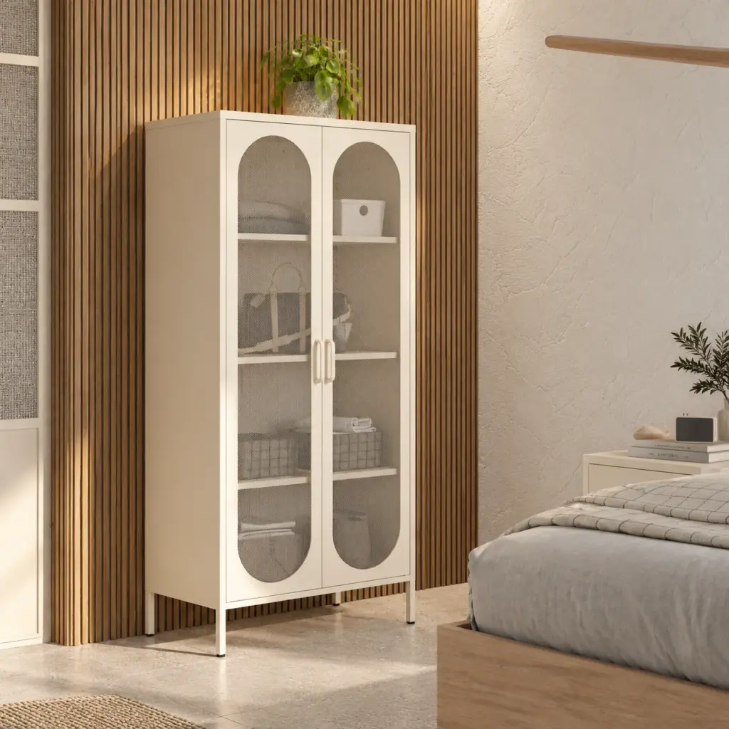 Mueble Auxiliar Alto Diora de 2 Puertas en Crema