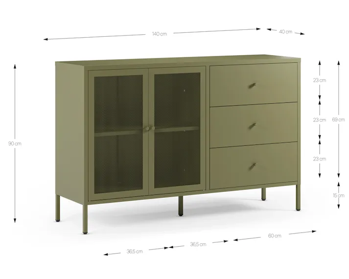 APARADOR FAYNA 2P3C 140CM VERDE