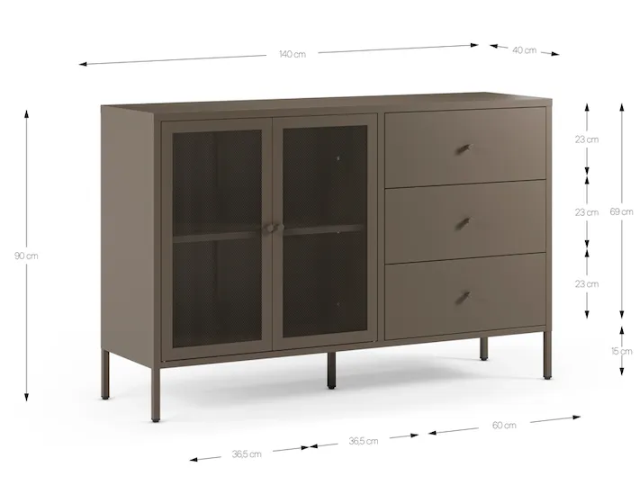 APARADOR FAYNA 2P3C 140CM MOCA