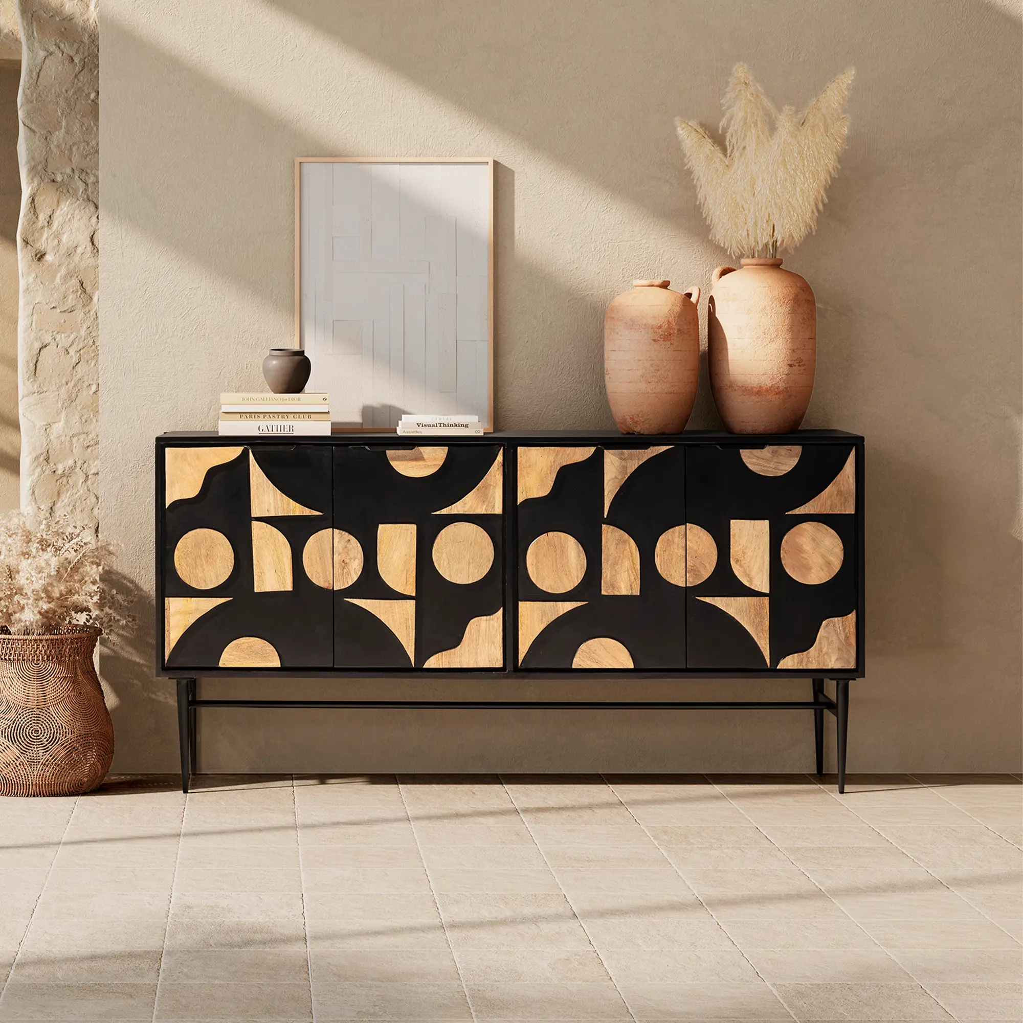 APARADOR NAVYA 4P MADERA MANGO/NEGRO