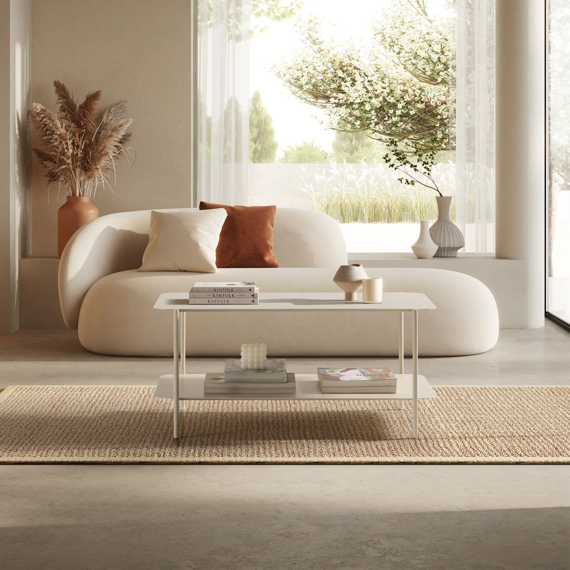 Mesa Centro Rectangular Beatrix Crema
