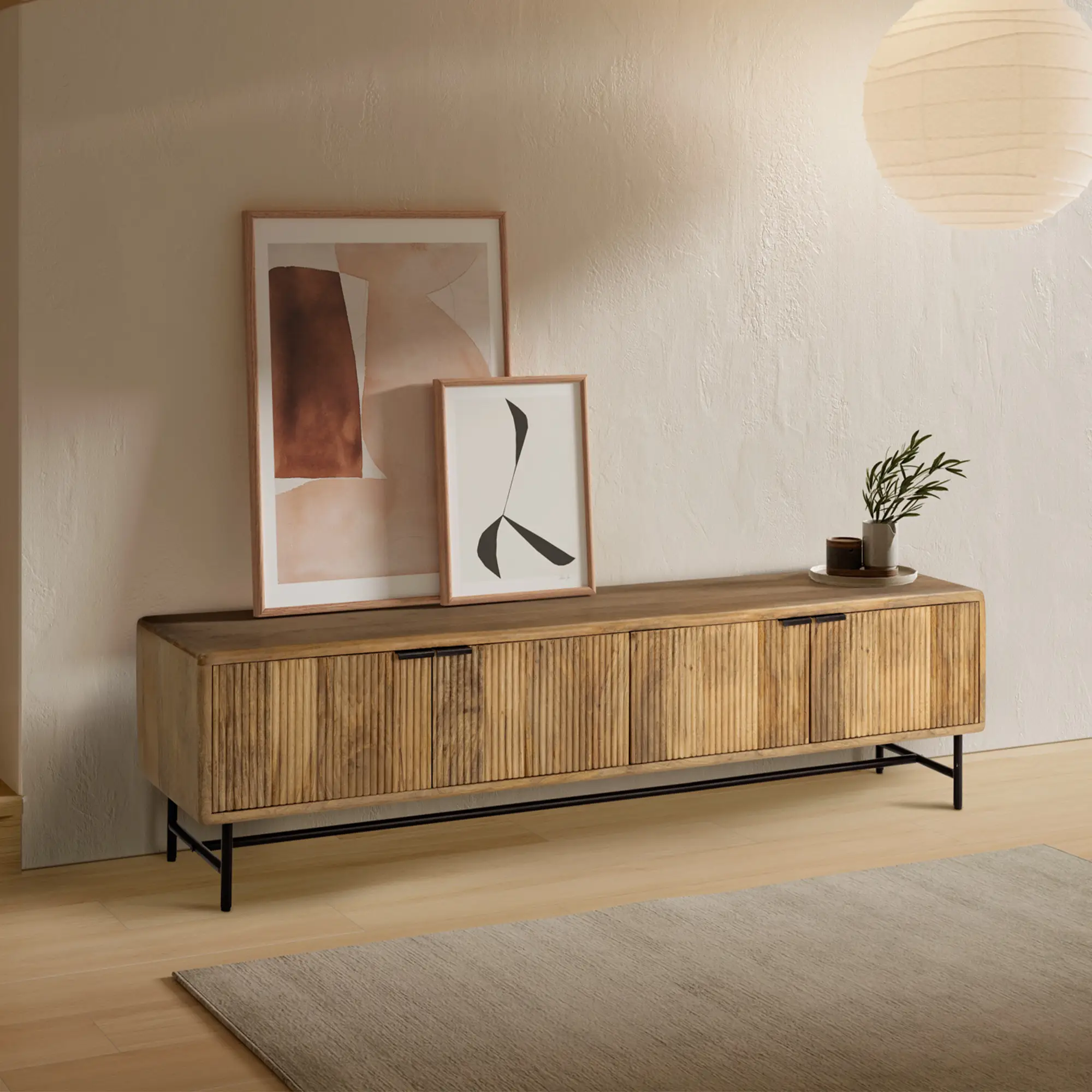 MUEBLE TV MUNDRA 4P MADERA MANGO PATA METAL