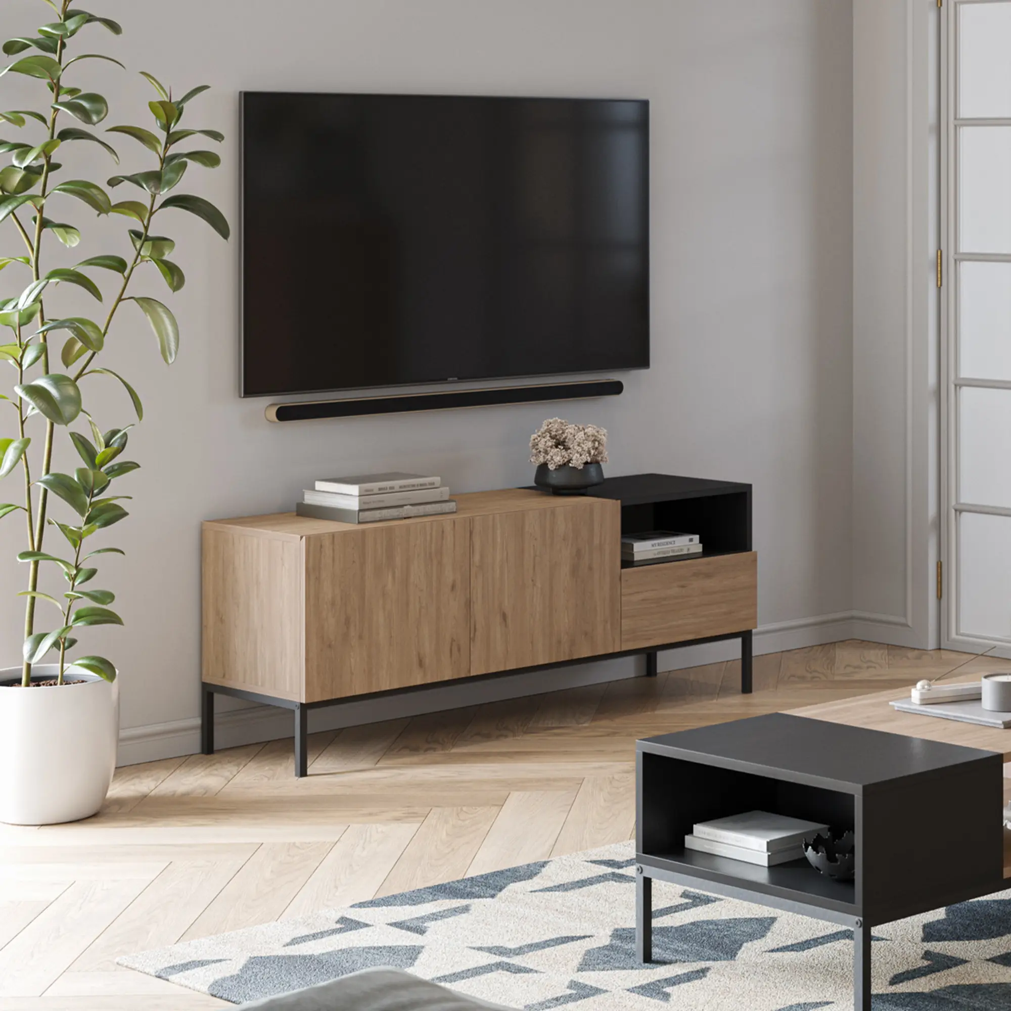 MUEBLE TV CAILIN 140CM SEPET/NEGRO