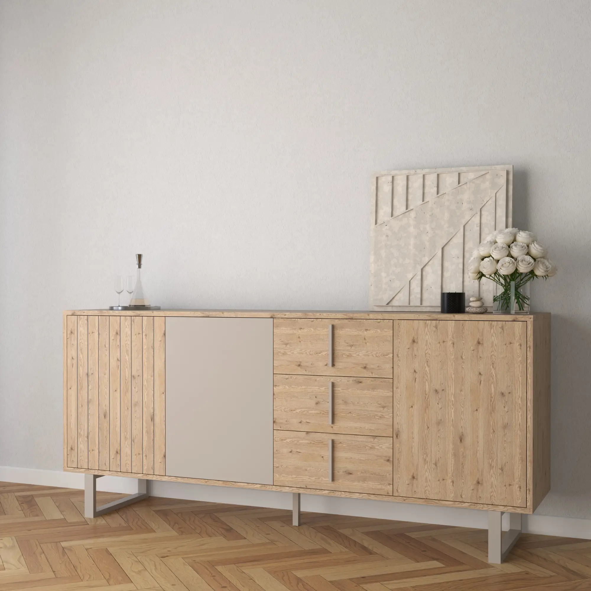 APARADOR MILLAY ROBLE-K/GRIS 3P3C