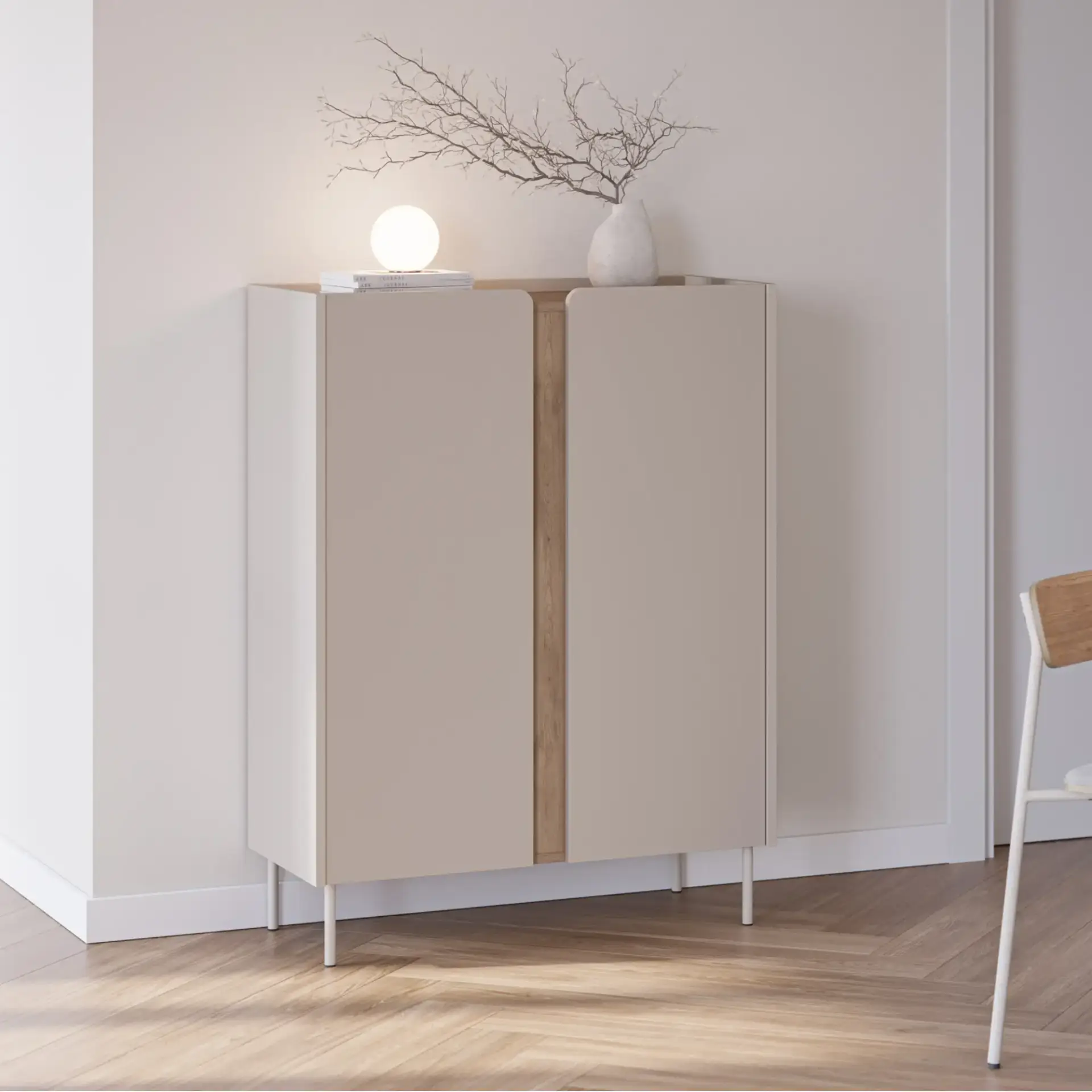 MUEBL.AUX ALTO LUCILE 2P 90CM CREMA/SEPET