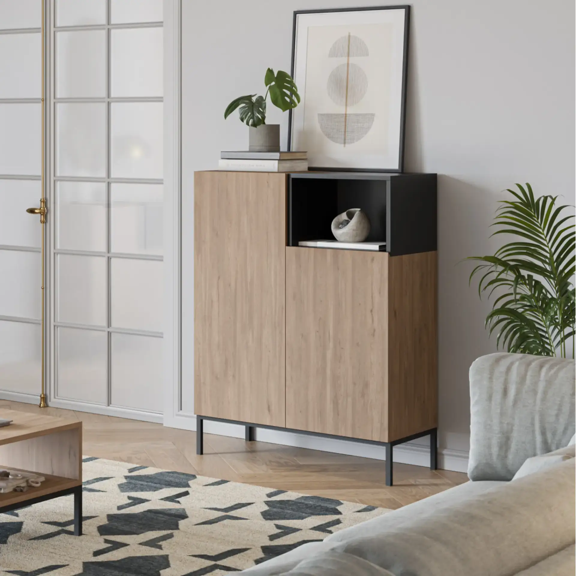 MUEBLE AUXILIAR ALTO CAILIN SEPET/NEGRO PATA METAL