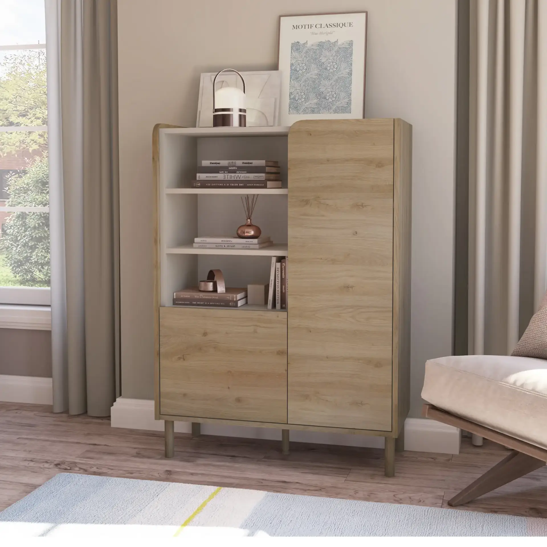 MUEBLE AUXILIAR MONZA ROBLE CADIZ/VISON