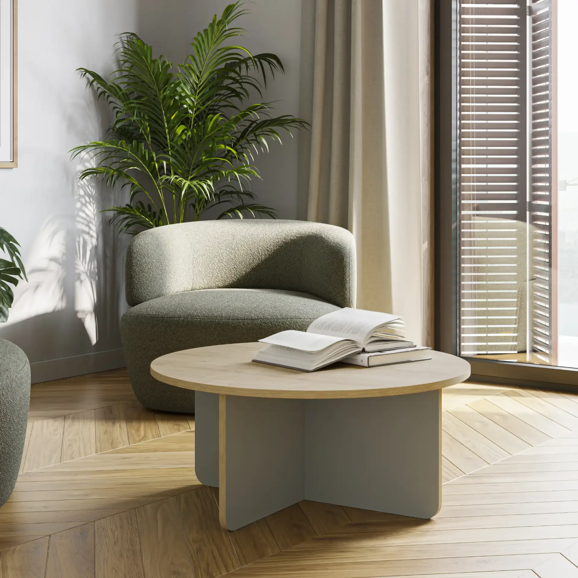 MESA CENTRO RED. HILLARY 80CM RO/PATA VERDE C.ROBL