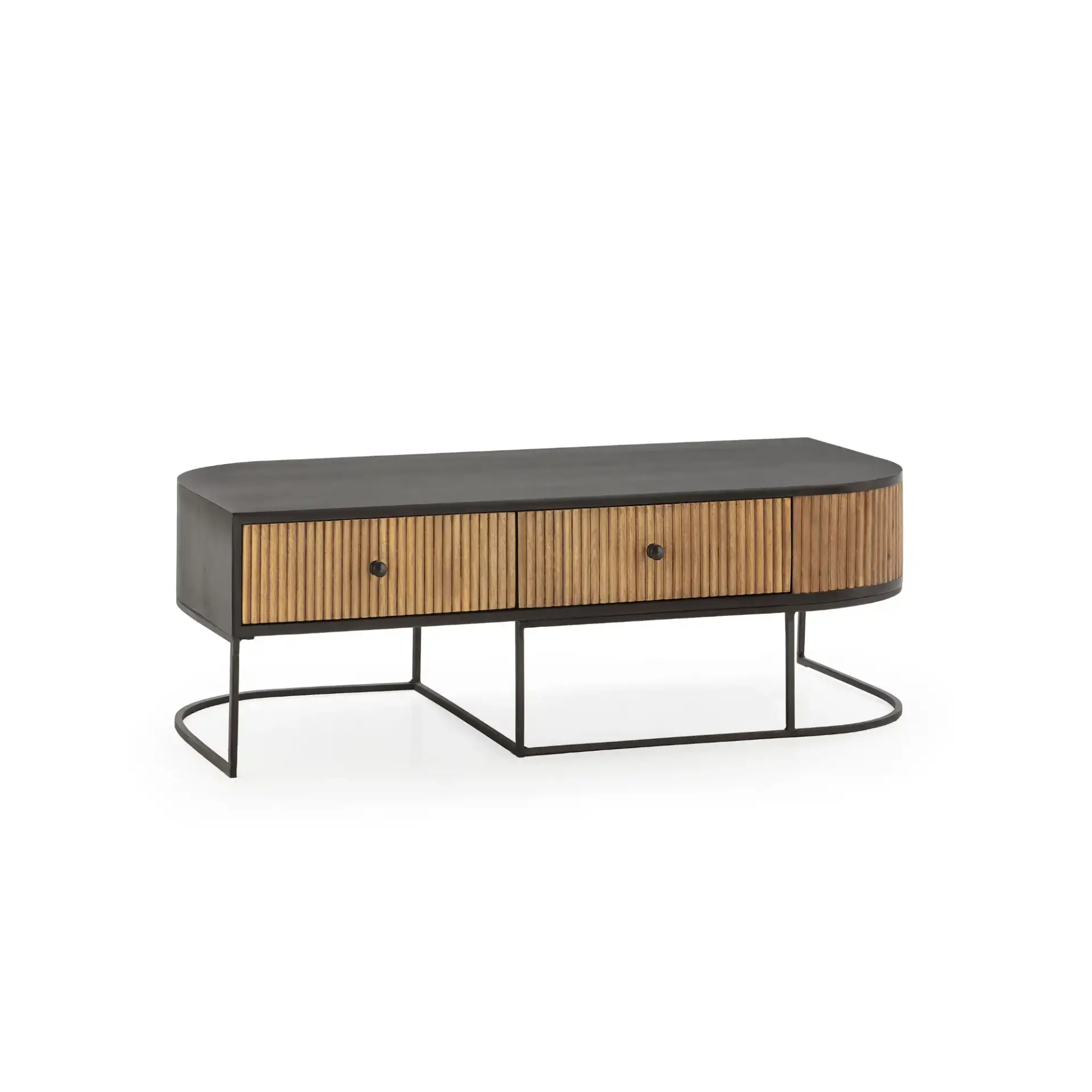 MESA CENTRO CURVE 2C MADERA MANGO PATA METAL