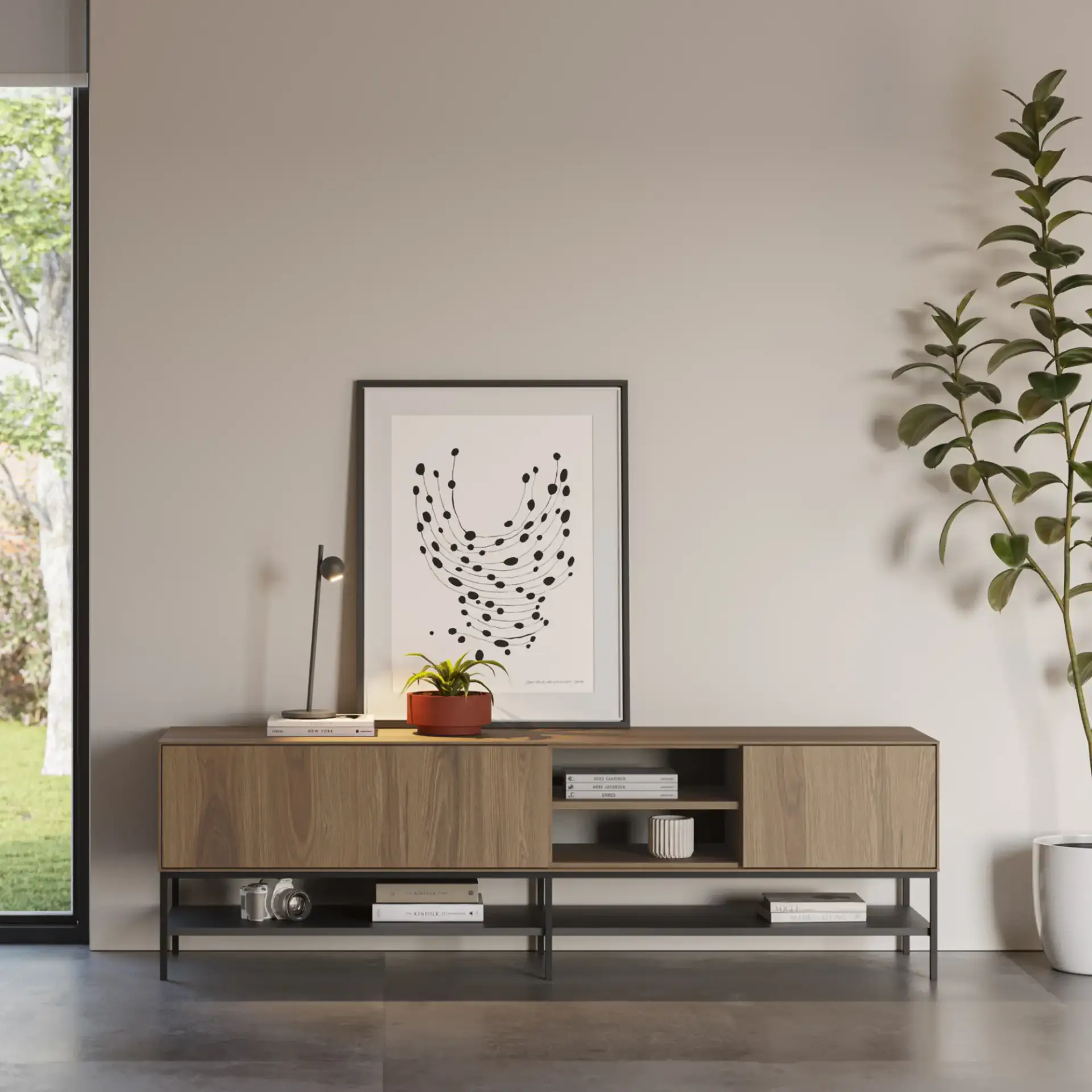 MUEBLE TV AMIRA ROBLE-UD/NEGRO