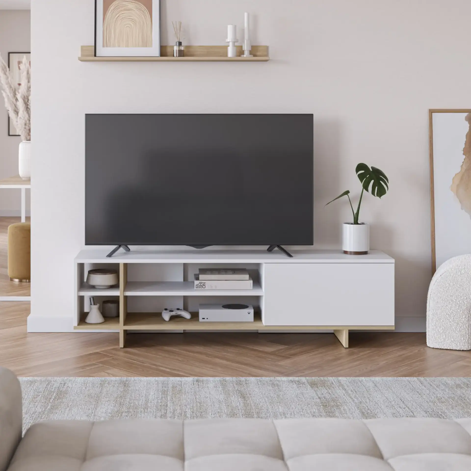 MUEBLE TV CEQUOIA BLANCO/ROBLE