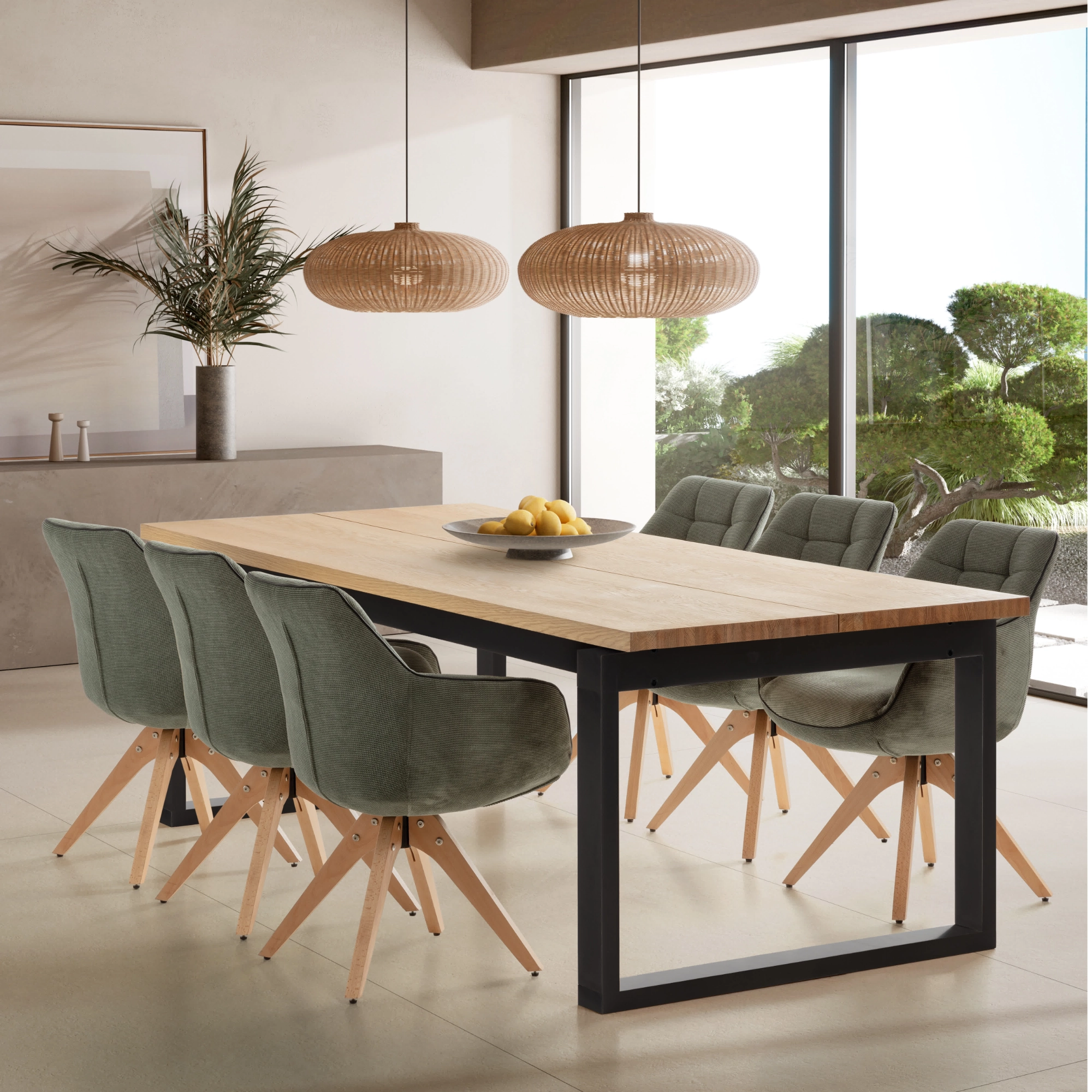 MESA RINA ROBLE PIE NEGRO