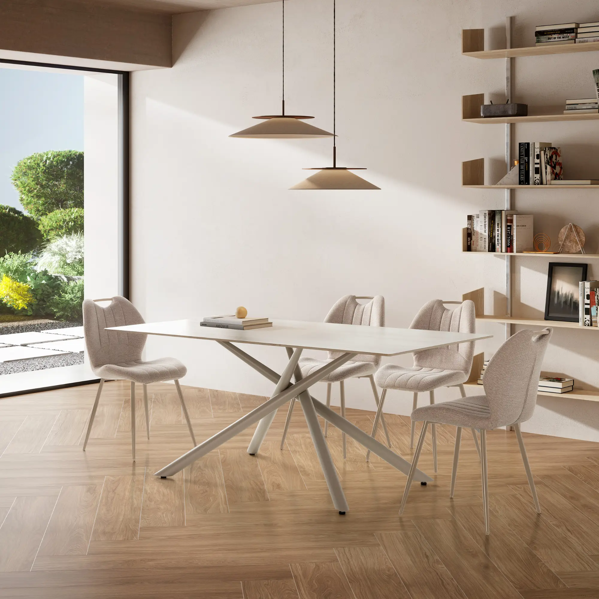 MESA TORI CERAMICA BEIGE PIE CREMA