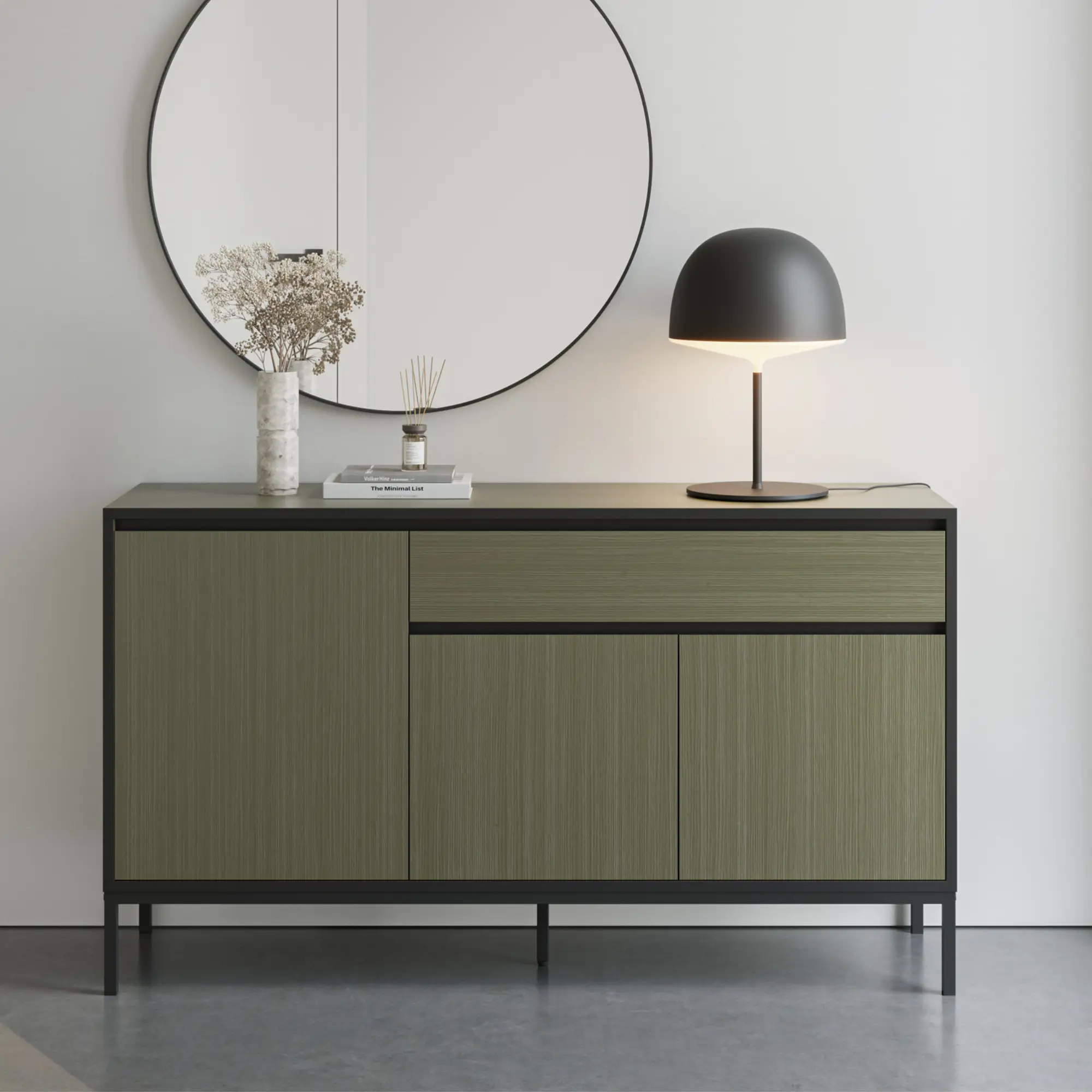 APARADOR LORENZA VERDE/NEGRO PATA METAL 3P 1C