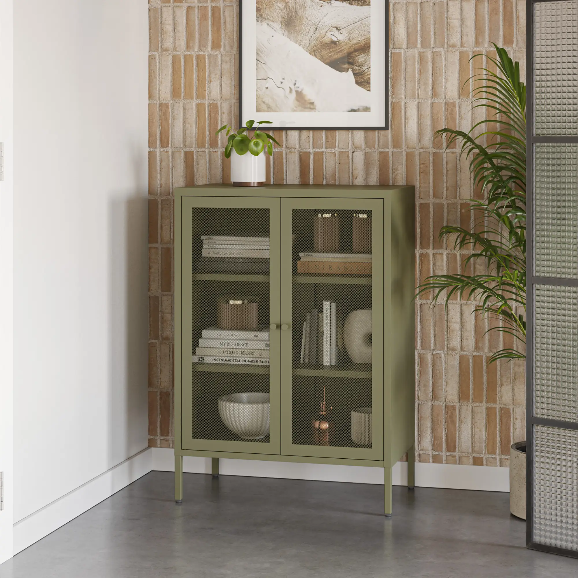 MUEBLE AUXILIAR BAJO FAYNA 2 PUERTAS VERDE