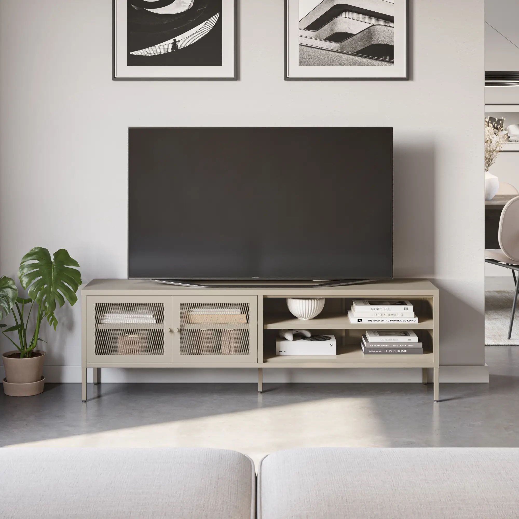 MUEBLE TV FAYNA 2 PUERTAS 2 HUECOS ARENA