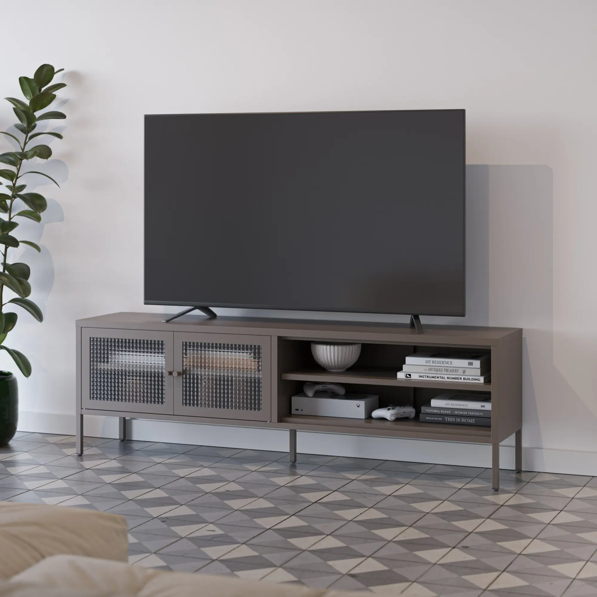 MUEBLE TV LAYNA 2 PUERTAS 2 HUECOS MOCA