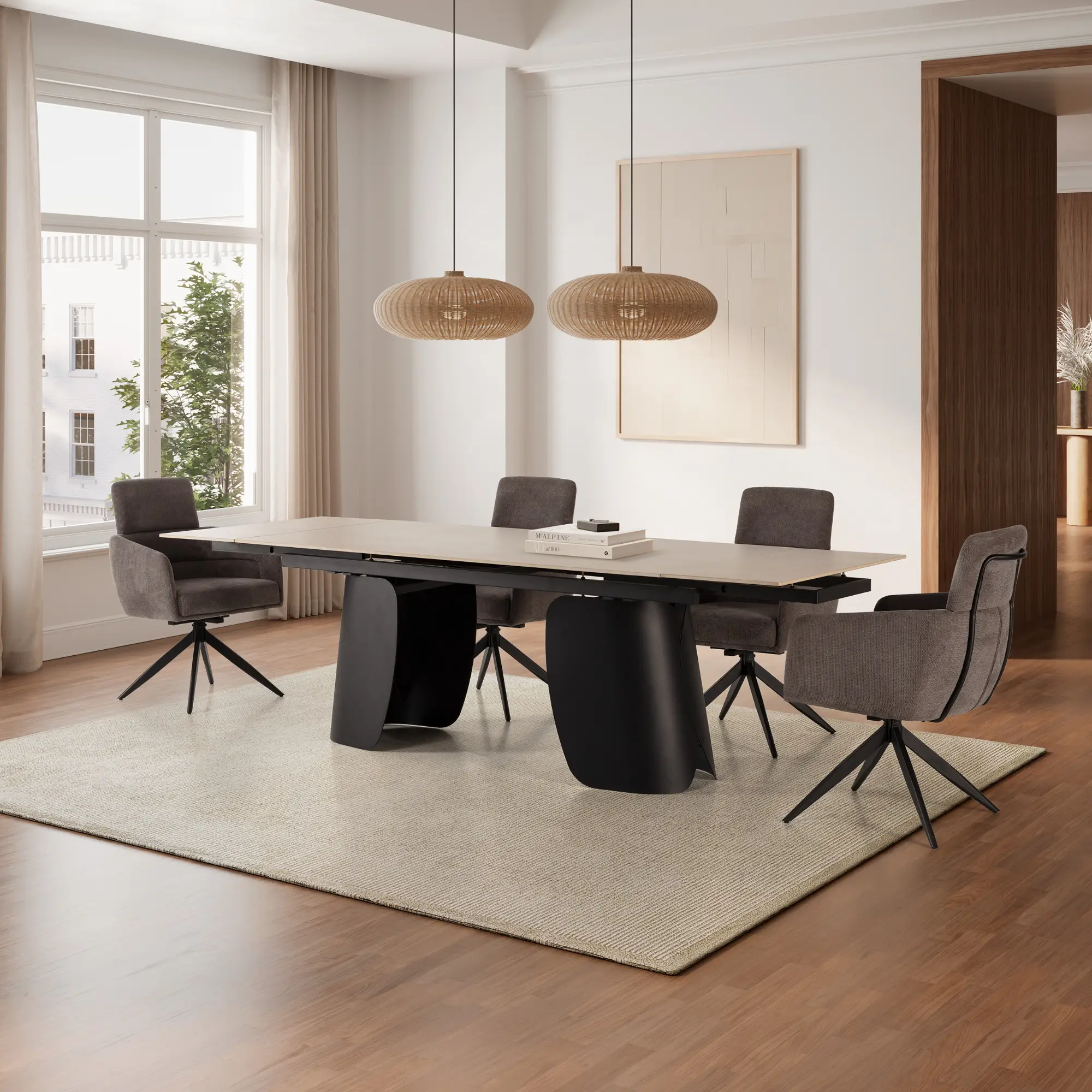 MESA EXTENSIBLE CRISIA TRAVERTINO