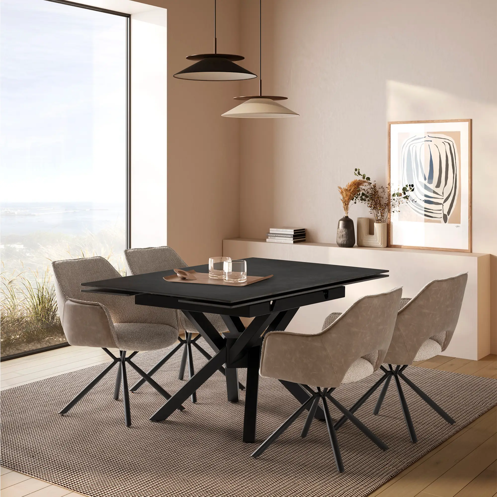 Mesa Extensible Arlene Gris Oscuro (negro)