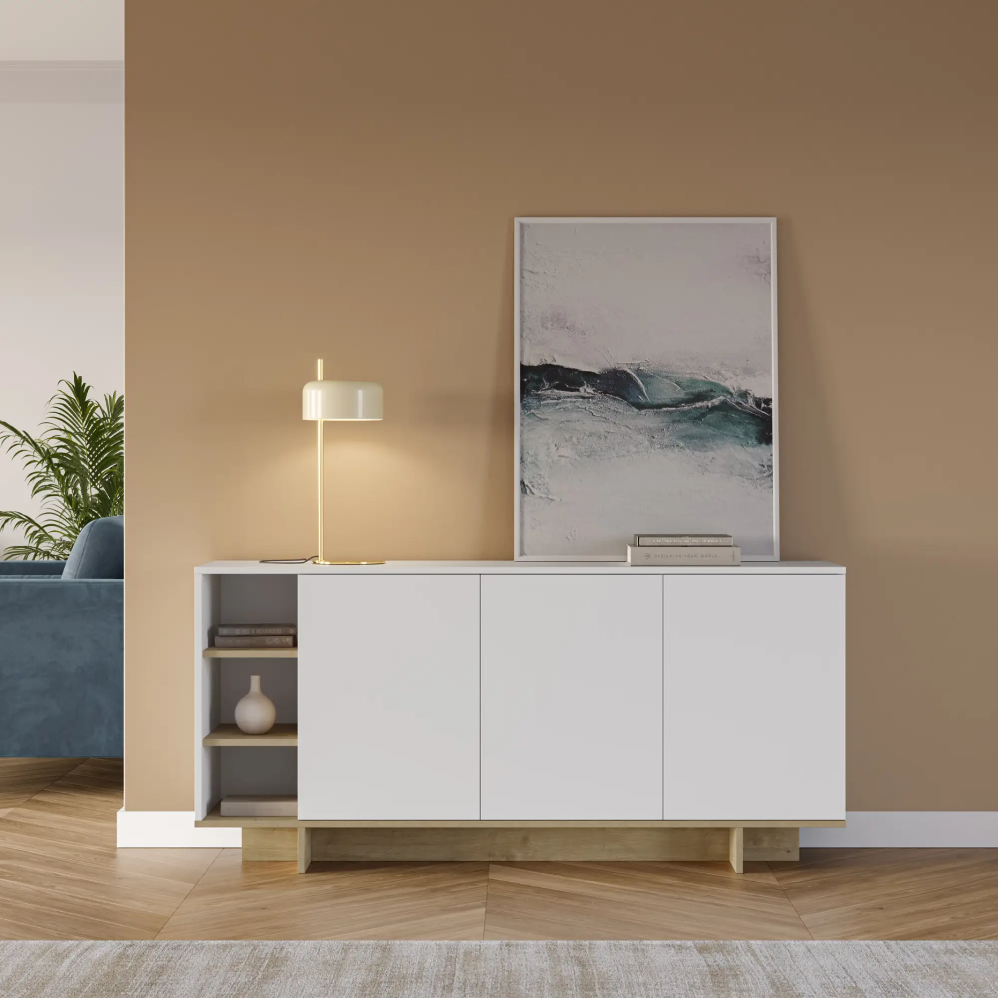 APARADOR CEQUOIA 3P3H 170CM BLANCO/ROBLE