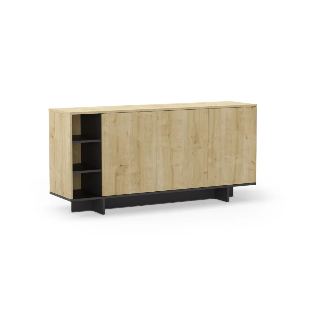 APARADOR CEQUOIA 3P3H 170CM ROBLE:NEGRO SILKY 2