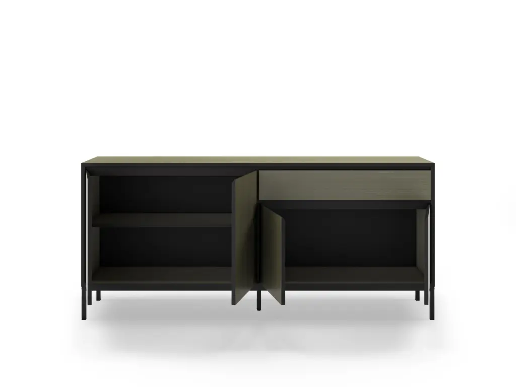 APARADOR LORENZA 4P1C 180CM VERDE-NEGRO PATA METAL 2_risultato