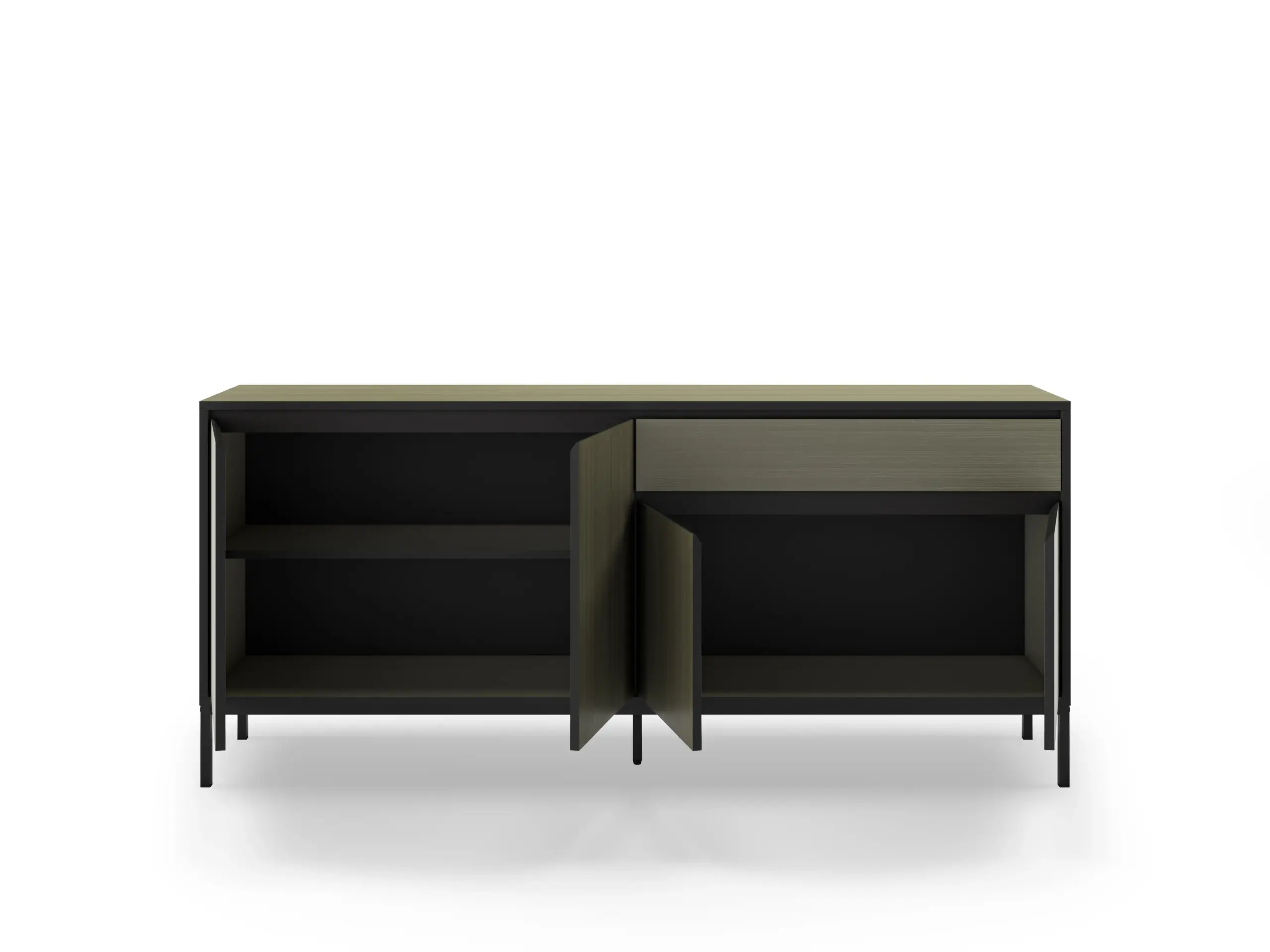 APARADOR LORENZA 4P1C 180CM VERDE-NEGRO PATA METAL 2_risultato