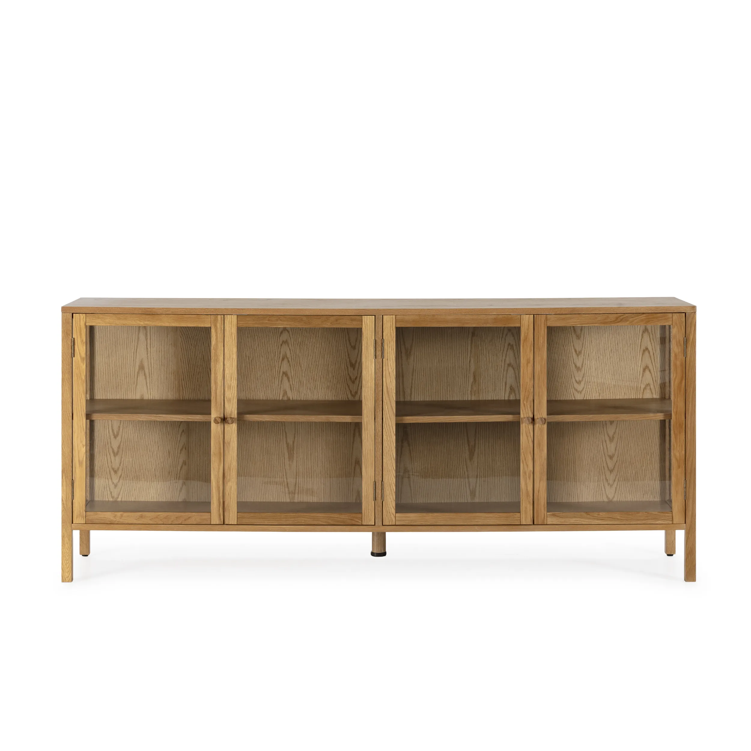 Aparador Ceci de roble con cuatro puertas de cristal para salón o comedor