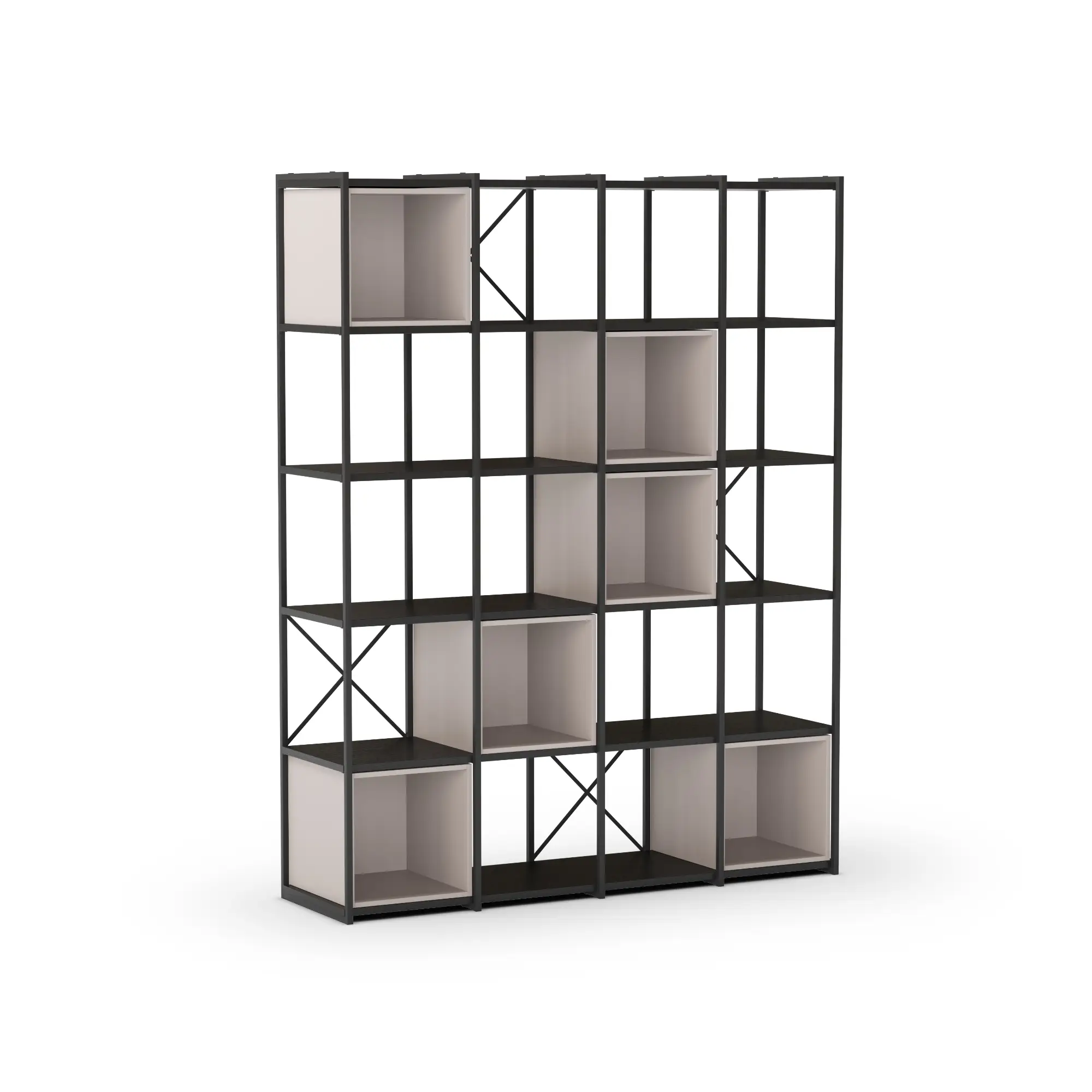 ESTANTERIA ANYA 140CM NEGRO CUBO CREMA 1