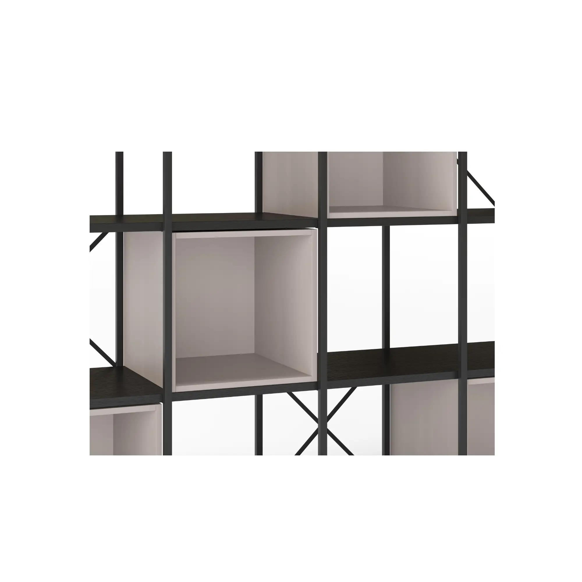 ESTANTERIA ANYA 140CM NEGRO CUBO CREMA 3