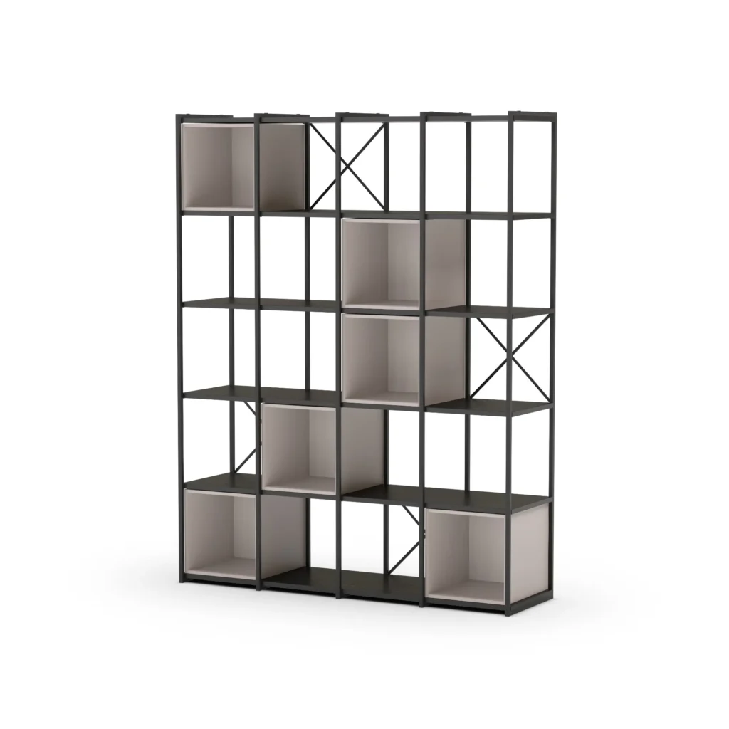 ESTANTERIA ANYA 140CM NEGRO CUBO CREMA 4