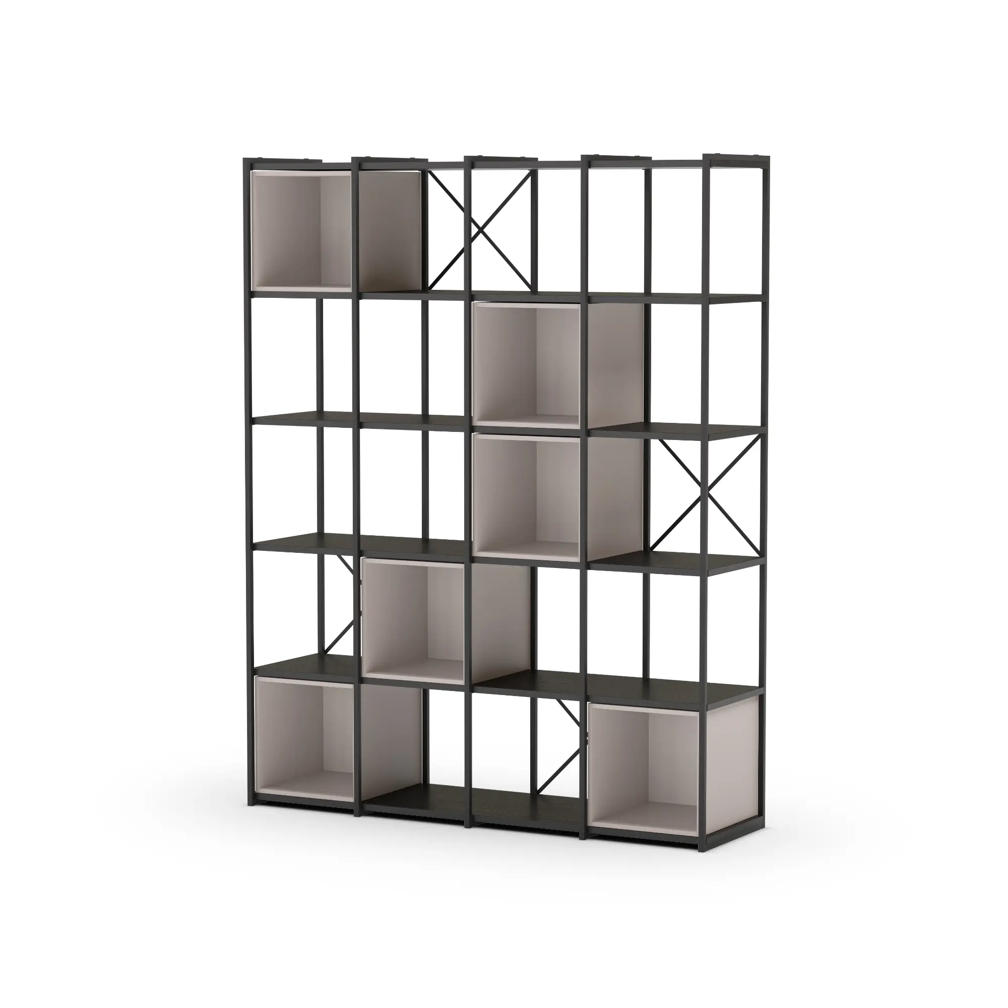 ESTANTERIA ANYA 140CM NEGRO CUBO CREMA 4