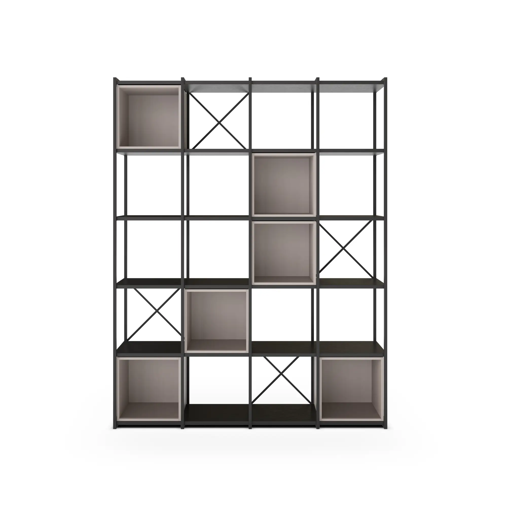 ESTANTERIA ANYA 140CM NEGRO CUBO CREMA 5