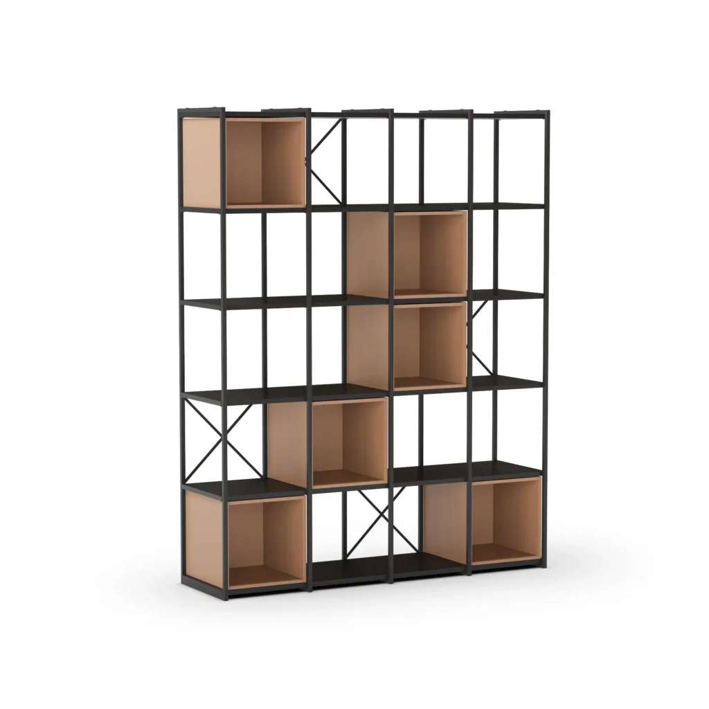 ESTANTERIA ANYA 140CM NEGRO CUBO TERRACOTA 1