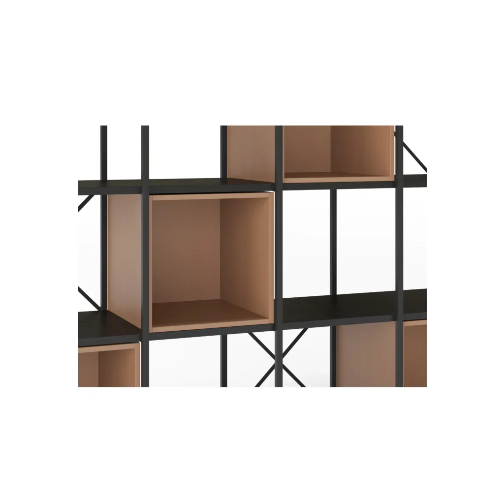 ESTANTERIA ANYA 140CM NEGRO CUBO TERRACOTA 3