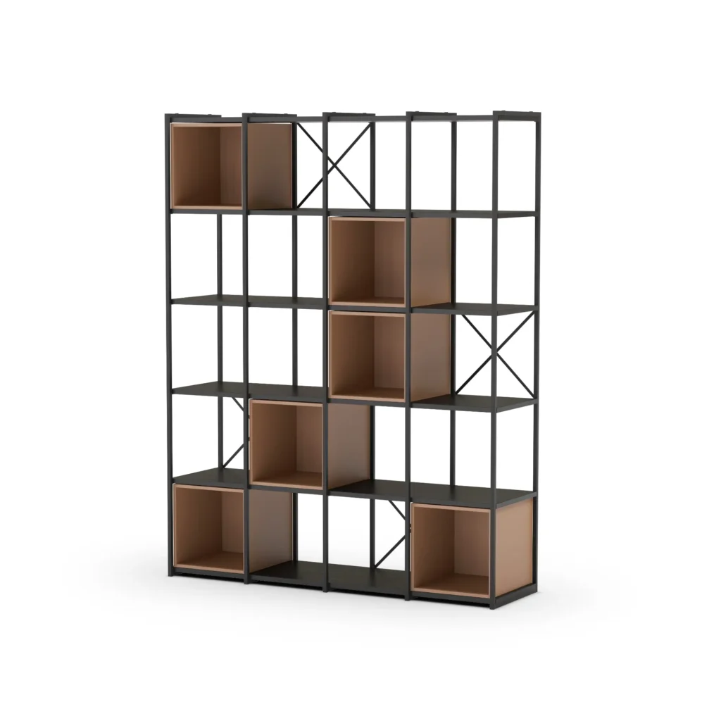 ESTANTERIA ANYA 140CM NEGRO CUBO TERRACOTA 4