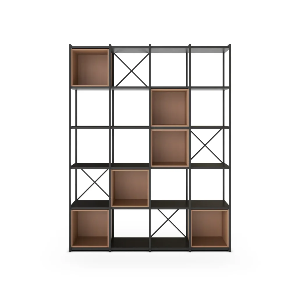 ESTANTERIA ANYA 140CM NEGRO CUBO TERRACOTA 5