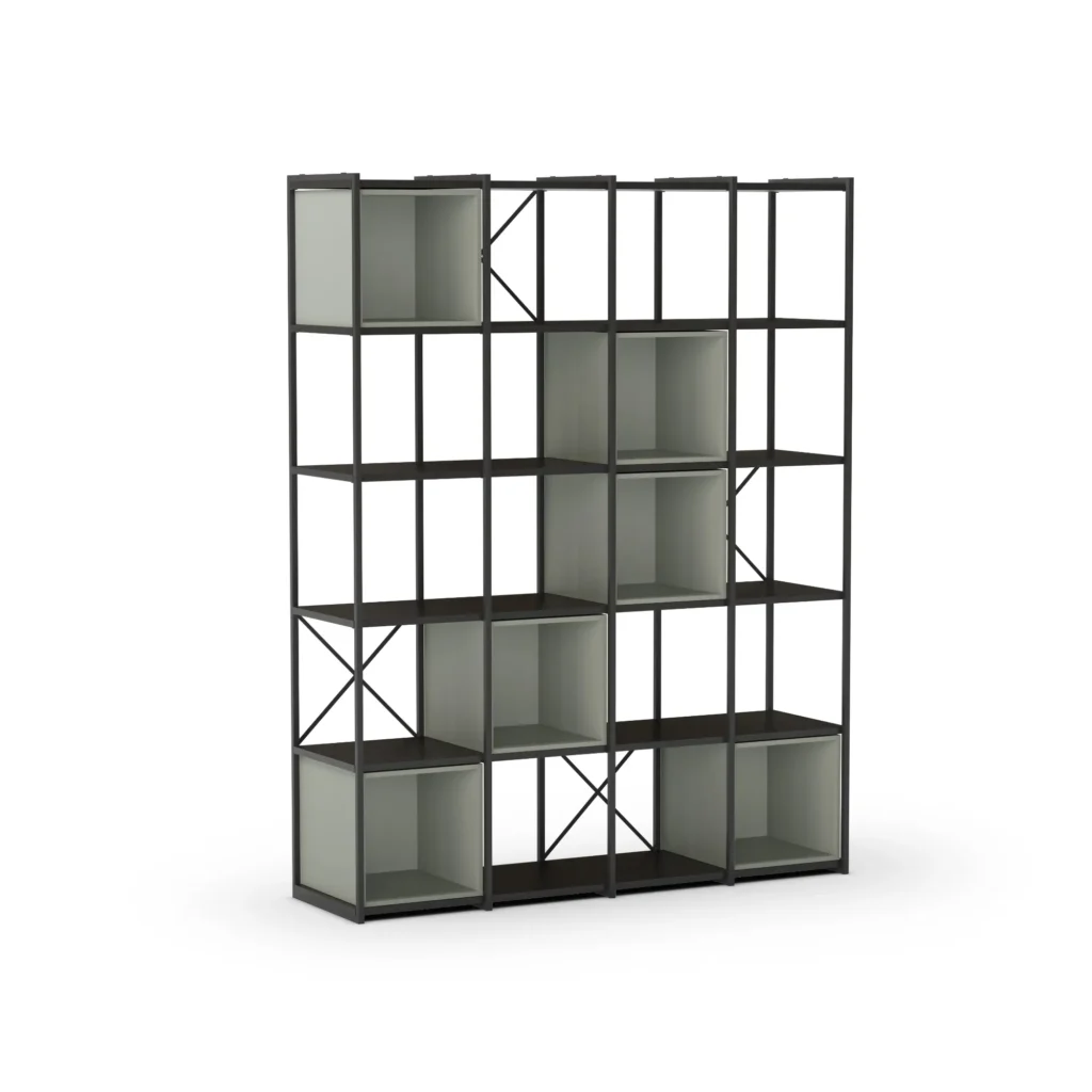 ESTANTERIA ANYA 140CM NEGRO CUBO VERDE 1