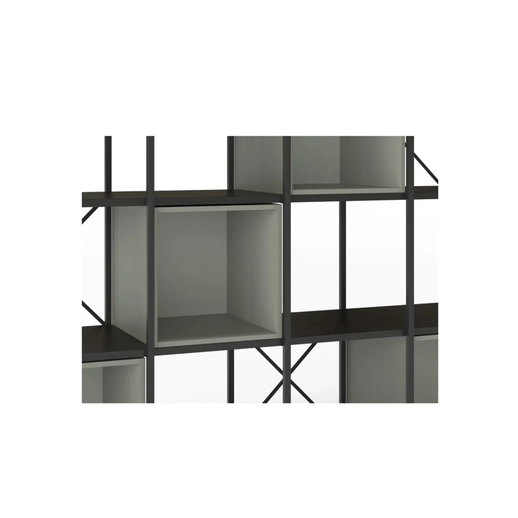 ESTANTERIA ANYA 140CM NEGRO CUBO VERDE 3