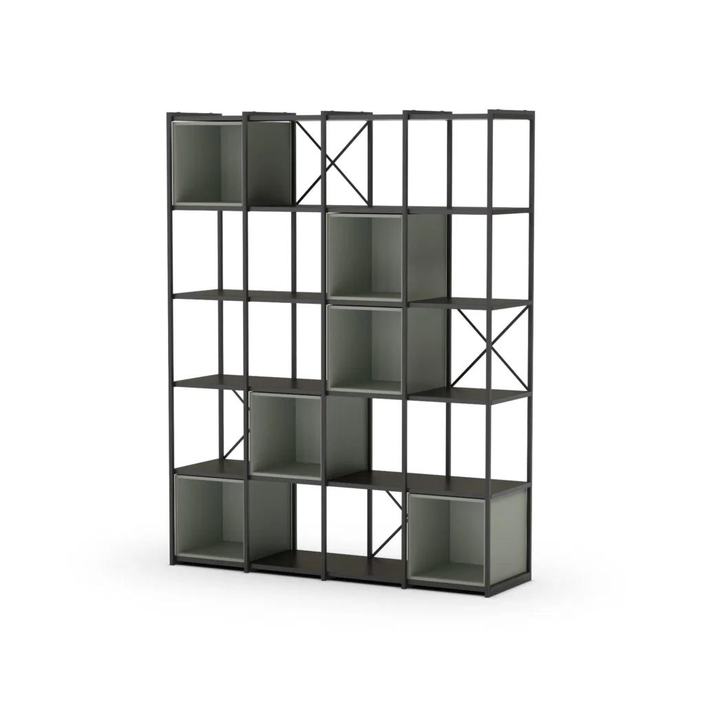 ESTANTERIA ANYA 140CM NEGRO CUBO VERDE 4