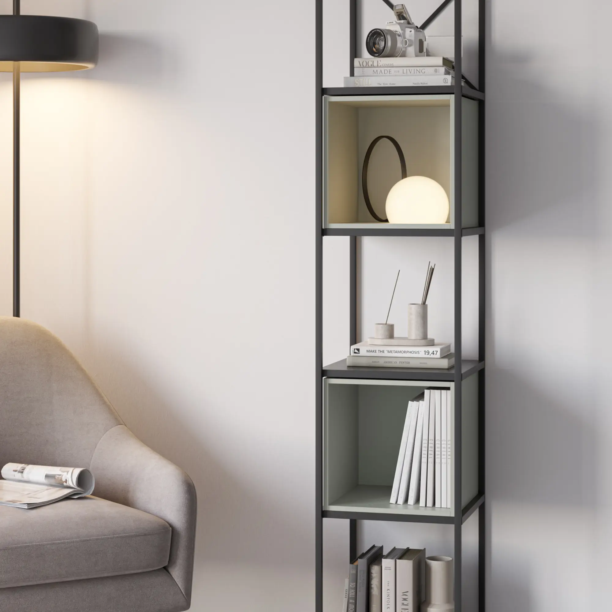 ESTANTERIA ANYA 36CM NEGRO CUBO VERDE