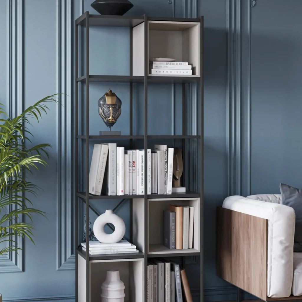 ESTANTERIA ANYA 70CM NEGRO CUBO CREMA 2