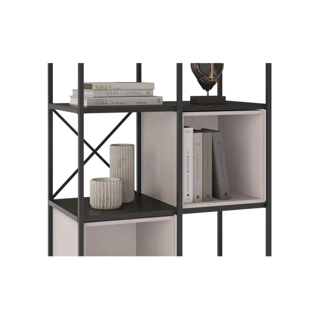 ESTANTERIA ANYA 70CM NEGRO CUBO CREMA 6