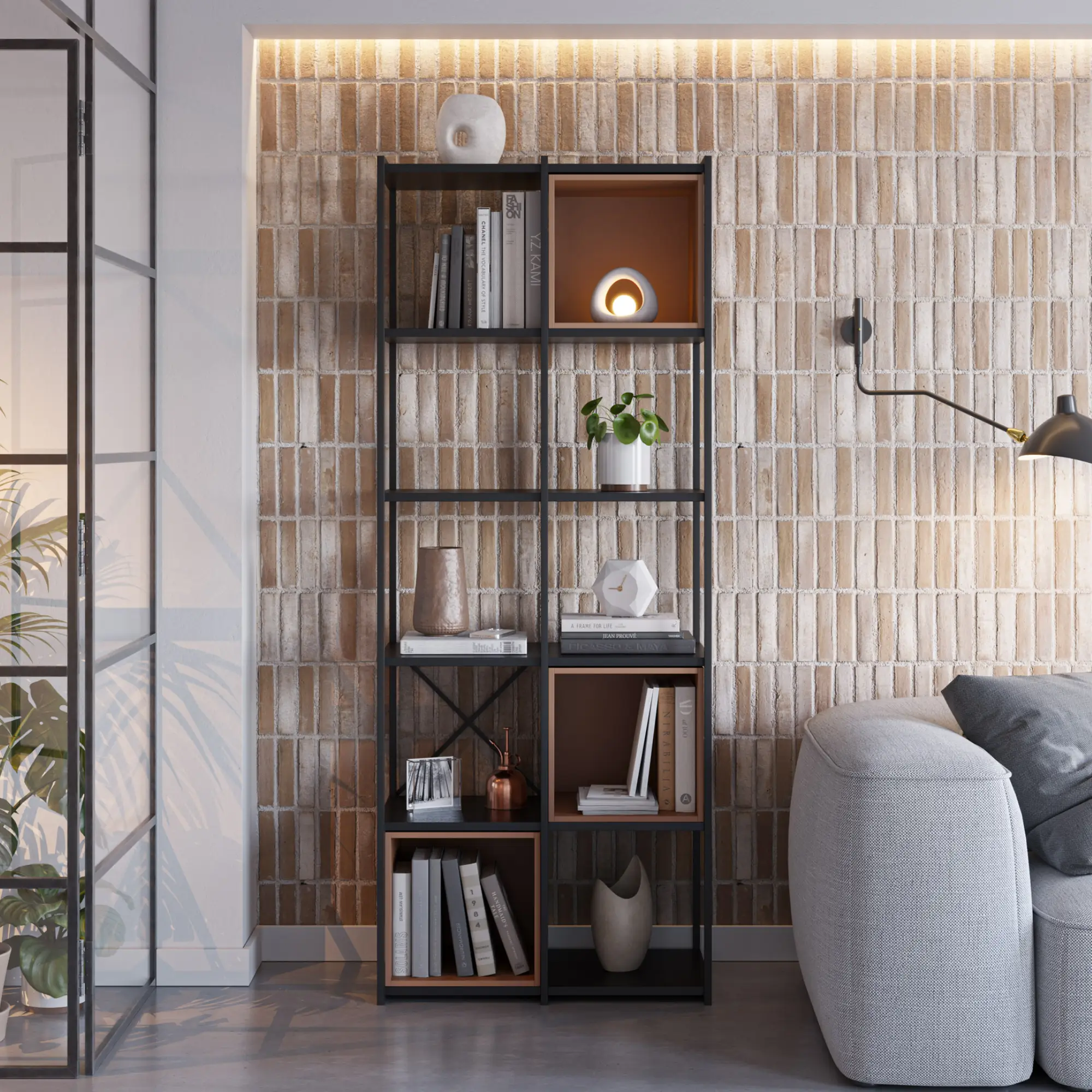 ESTANTERIA ANYA 70CM NEGRO CUBO TERRACOTA