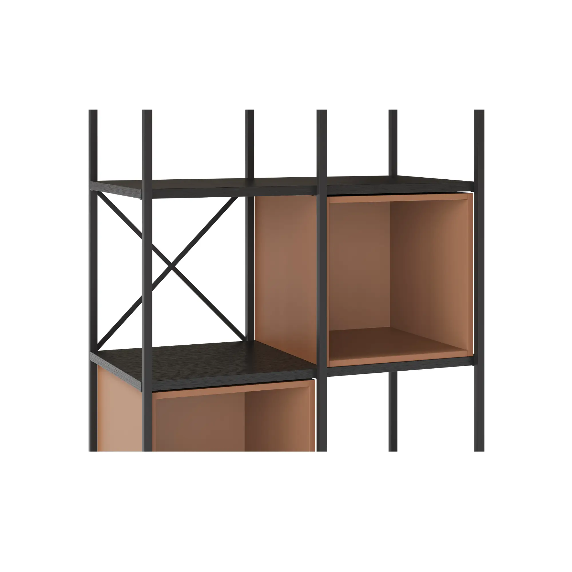 ESTANTERIA ANYA 70CM NEGRO CUBO TERRACOTA 3