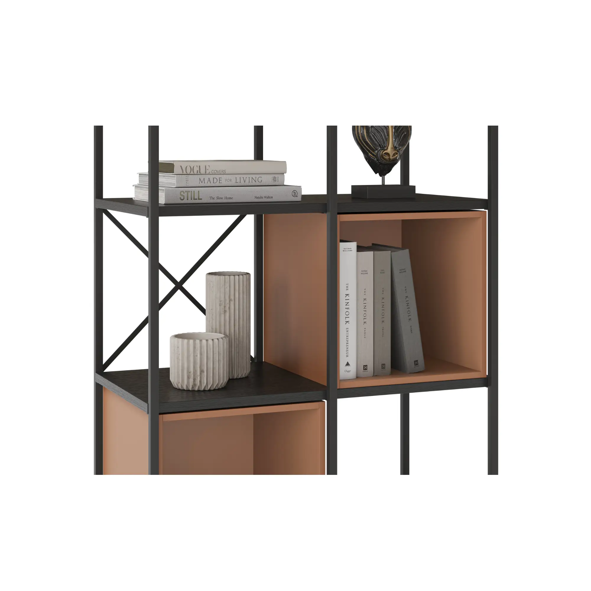 ESTANTERIA ANYA 70CM NEGRO CUBO TERRACOTA 6