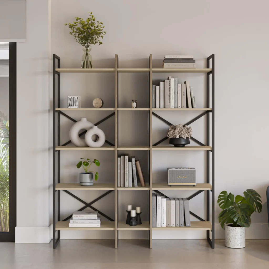ESTANTERIA ARA 143.5CM ROBLE:NEGRO SILKY 1
