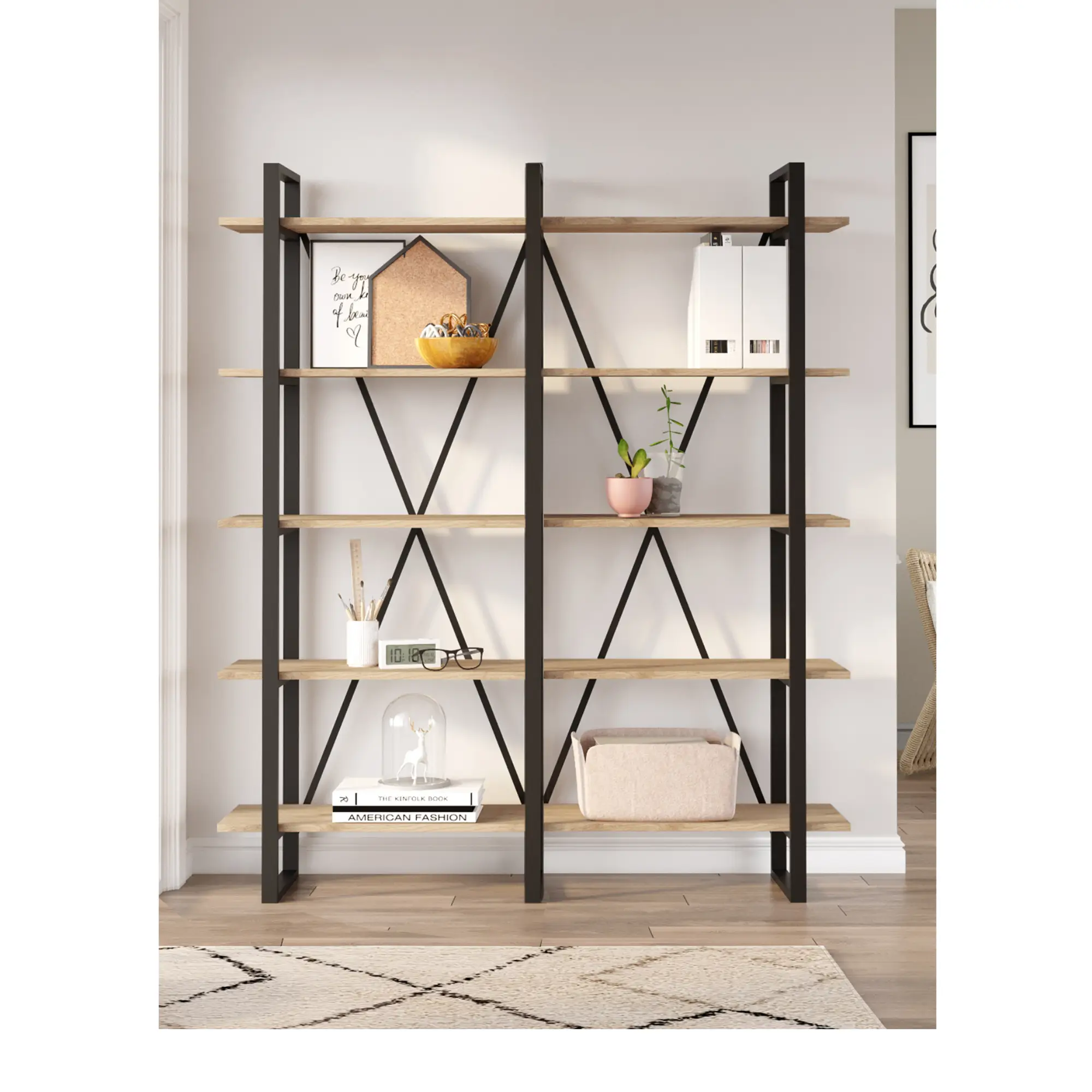 ESTANTERIA AVIVA 147.5CM SEPET/METAL NEGRO 5 ESTAN